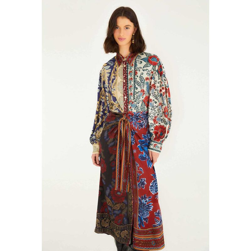 FARM Rio Navy Winter Mix Midi Dress image number 3